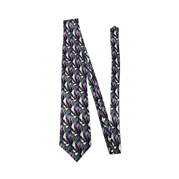 Jerry Garcia Grateful Dead Vintage Purple and‎ Gray Abstract 100% Silk Neck Tie - Picture 2 of 4